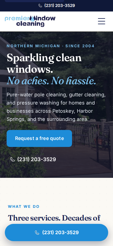 Premier Window Cleaning mobile homepage preview